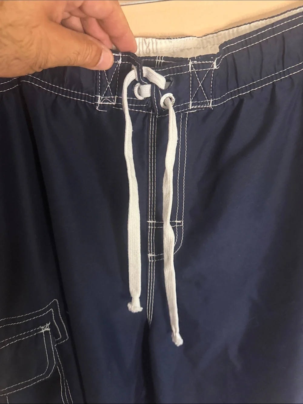 OP Men’s Navy Blue Swim Board Shorts with White Trim
